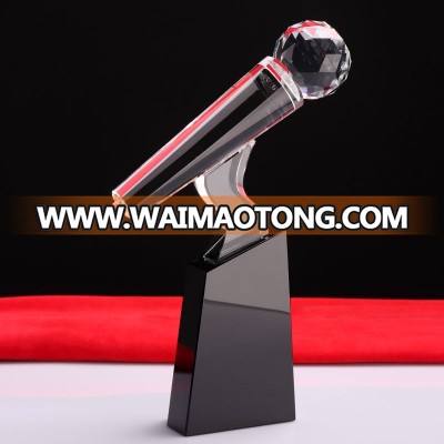 Creative funny music microphone crystal trophycrystal microphone trophy