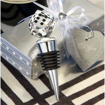 Crystal Dice Wine Bottle Stopper - Gift Boxed