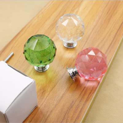 Colorful Crystal Glass Closet Door Knobs for Drawer Handles Furnitures